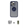 MARSİLYAN™- iPhone 16 Pro Max Kılıf Yörünge Çizgi - Siyah Joko Magic 5D Hayalet Cam + Pers Alüminyum Kamera Lens - GI