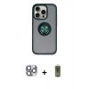 MARSİLYAN™- iPhone 16 Pro Max Kılıf Yörünge Çizgi - Siyah Joko Magic 5D Hayalet Cam + Pers Alüminyum Kamera Lens - GI