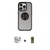 MARSİLYAN™- iPhone 16 Pro Max Kılıf Yörünge Çizgi - Siyah Joko Magic 5D Hayalet Cam + Pers Alüminyum Kamera Lens - GS