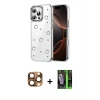 MARSİLYAN™- iPhone 16 Pro Max Kılıf Yörünge Form - Şeffaf 360 Full Body Arka Koruyucu + Pers Alüminyum Kamera Lens - CLTM