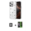 MARSİLYAN™- iPhone 16 Pro Max Kılıf Yörünge Form - Şeffaf 360 Full Body Arka Koruyucu + PVD Metal Kamera Lens - SH