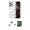 MARSİLYAN™- iPhone 16 Pro Max Kılıf Yörünge Form - Şeffaf 360 Full Body Arka Koruyucu + Raze Metal Kamera Lens - BZ