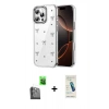 MARSİLYAN™- iPhone 16 Pro Max Kılıf Yörünge Form - Şeffaf Pasifik Cam Ekran Koruyucu + Raze Metal Kamera Lens - SH