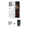 MARSİLYAN™- iPhone 16 Pro Max Kılıf Yörünge Form - Siyah 360 Mat Full Body Arka Koruyucu + Gümüş Pers Alüminyum Kamera Lens