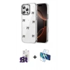 MARSİLYAN™- iPhone 16 Pro Max Kılıf Yörünge Form - Siyah 3D Antistatik Cam Ekran Koruyucu + Bilvis Titan Kamera Lens - SH