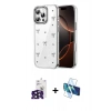 MARSİLYAN™- iPhone 16 Pro Max Kılıf Yörünge Form - Siyah 3D Antistatik Cam Ekran Koruyucu + Bilvis Titan Kamera Lens - SH