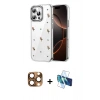 MARSİLYAN™- iPhone 16 Pro Max Kılıf Yörünge Form - Siyah 3D Antistatik Cam Ekran Koruyucu + Pers Alüminyum Kamera Lens - CLTM