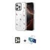 MARSİLYAN™- iPhone 16 Pro Max Kılıf Yörünge Form - Siyah 3D Antistatik Cam Ekran Koruyucu + PVD Metal Kamera Lens - GD