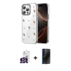 MARSİLYAN™- iPhone 16 Pro Max Kılıf Yörünge Form - Siyah 3D Antistatik Hayalet Cam Ekran Koruyucu + Bilvis Titan Kamera Lens - GS