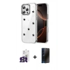 MARSİLYAN™- iPhone 16 Pro Max Kılıf Yörünge Form - Siyah 3D Antistatik Hayalet Cam Ekran Koruyucu + Bilvis Titan Kamera Lens - GS