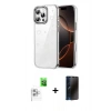 MARSİLYAN™- iPhone 16 Pro Max Kılıf Yörünge Form - Siyah 3D Antistatik Hayalet Cam Ekran Koruyucu + Raze Metal Kamera Lens - BZ