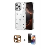 MARSİLYAN™- iPhone 16 Pro Max Kılıf Yörünge Form - Siyah 3D Antistatik Mat Seramik Nano Ekran Koruyucu + Çöl Titanyum Pers Alüminyum Kamera Lens