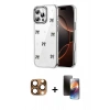 MARSİLYAN™- iPhone 16 Pro Max Kılıf Yörünge Form - Siyah 3D Antistatik Mat Seramik Nano Ekran Koruyucu + Çöl Titanyum Pers Alüminyum Kamera Lens