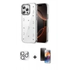 MARSİLYAN™- iPhone 16 Pro Max Kılıf Yörünge Form - Siyah 3D Antistatik Mat Seramik Nano Ekran Koruyucu + Pers Alüminyum Kamera Lens - GS