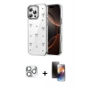 MARSİLYAN™- iPhone 16 Pro Max Kılıf Yörünge Form - Siyah 3D Antistatik Mat Seramik Nano Ekran Koruyucu + Pers Alüminyum Kamera Lens - GS