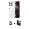 MARSİLYAN™- iPhone 16 Pro Max Kılıf Yörünge Form - Siyah 3D Antistatik Mat Seramik Nano Ekran Koruyucu + PVD Metal Kamera Lens - GD