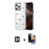 MARSİLYAN™- iPhone 16 Pro Max Kılıf Yörünge Form - Siyah 3D Antistatik Mat Seramik Nano Ekran Koruyucu + PVD Metal Kamera Lens - SH