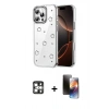 MARSİLYAN™- iPhone 16 Pro Max Kılıf Yörünge Form - Siyah 3D Antistatik Mat Seramik Nano Ekran Koruyucu + PVD Metal Kamera Lens - GS