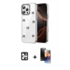 MARSİLYAN™- iPhone 16 Pro Max Kılıf Yörünge Form - Siyah 3D Antistatik Mat Seramik Nano Ekran Koruyucu + PVD Metal Kamera Lens - GS
