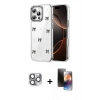 MARSİLYAN™- iPhone 16 Pro Max Kılıf Yörünge Form - Siyah 3D Antistatik Mat Seramik Nano Ekran Koruyucu + Pers Alüminyum Kamera Lens - GI