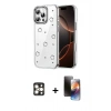 MARSİLYAN™- iPhone 16 Pro Max Kılıf Yörünge Form - Siyah 3D Antistatik Mat Seramik Nano Ekran Koruyucu + PVD Metal Kamera Lens - GD