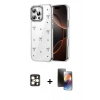 MARSİLYAN™- iPhone 16 Pro Max Kılıf Yörünge Form - Siyah 3D Antistatik Mat Seramik Nano Ekran Koruyucu + PVD Metal Kamera Lens - GD