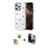 MARSİLYAN™- iPhone 16 Pro Max Kılıf Yörünge Form - Siyah 3D Antistatik Mat Seramik Nano Ekran Koruyucu + Raze Metal Kamera Lens - NLGY