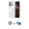 MARSİLYAN™- iPhone 16 Pro Max Kılıf Yörünge Form - Siyah 3D Antistatik Seramik Nano Ekran Koruyucu + Pers Alüminyum Kamera Lens - GI
