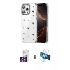 MARSİLYAN™- iPhone 16 Pro Max Kılıf Yörünge Form - Siyah 3D Antistatik Seramik Nano Ekran Koruyucu + Bilvis Titan Kamera Lens - GS