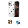 MARSİLYAN™- iPhone 16 Pro Max Kılıf Yörünge Form - Siyah 3D Antistatik Seramik Nano Ekran Koruyucu + Pers Alüminyum Kamera Lens - CLTM
