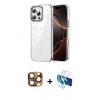 MARSİLYAN™- iPhone 16 Pro Max Kılıf Yörünge Form - Siyah 3D Antistatik Seramik Nano Ekran Koruyucu + Pers Alüminyum Kamera Lens - CLTM