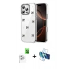 MARSİLYAN™- iPhone 16 Pro Max Kılıf Yörünge Form - Siyah 3D Antistatik Seramik Nano Ekran Koruyucu + Raze Metal Kamera Lens - BZ