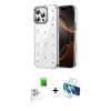 MARSİLYAN™- iPhone 16 Pro Max Kılıf Yörünge Form - Siyah 3D Antistatik Seramik Nano Ekran Koruyucu + Raze Metal Kamera Lens - BZ