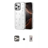MARSİLYAN™- iPhone 16 Pro Max Kılıf Yörünge Form - Siyah Bilvis 3D Cam Ekran Koruyucu + PVD Metal Kamera Lens - GD