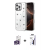 MARSİLYAN™- iPhone 16 Pro Max Kılıf Yörünge Form - Siyah Bilvis 3X AR Hayalet Cam Ekran Koruyucu + Bilvis Titan Kamera Lens - GS