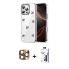 MARSİLYAN™- iPhone 16 Pro Max Kılıf Yörünge Form - Siyah Bilvis 3X AR Hayalet Cam Ekran Koruyucu + Pers Alüminyum Kamera Lens - CLTM