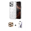 MARSİLYAN™- iPhone 16 Pro Max Kılıf Yörünge Form - Siyah Bilvis 3X AR Hayalet Cam Ekran Koruyucu + Pers Alüminyum Kamera Lens - CLTM