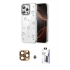 MARSİLYAN™- iPhone 16 Pro Max Kılıf Yörünge Form - Siyah Bilvis 3X AR Hayalet Cam Ekran Koruyucu + Pers Alüminyum Kamera Lens - CLTM