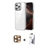 MARSİLYAN™- iPhone 16 Pro Max Kılıf Yörünge Form - Siyah Bilvis 3X AR Hayalet Cam Ekran Koruyucu + Pers Alüminyum Kamera Lens - CLTM