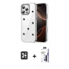 MARSİLYAN™- iPhone 16 Pro Max Kılıf Yörünge Form - Siyah Bilvis 3X AR Hayalet Cam Ekran Koruyucu + PVD Metal Kamera Lens - SH