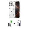MARSİLYAN™- iPhone 16 Pro Max Kılıf Yörünge Form - Siyah Bilvis 3X AR Hayalet Cam Ekran Koruyucu + Raze Metal Kamera Lens - SH