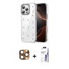 MARSİLYAN™- iPhone 16 Pro Max Kılıf Yörünge Form - Siyah Bilvis 3X AR HD Cam Ekran Koruyucu + Pers Alüminyum Kamera Lens - CLTM