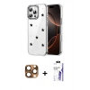 MARSİLYAN™- iPhone 16 Pro Max Kılıf Yörünge Form - Siyah Bilvis 3X AR HD Cam Ekran Koruyucu + Pers Alüminyum Kamera Lens - CLTM