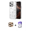 MARSİLYAN™- iPhone 16 Pro Max Kılıf Yörünge Form - Siyah Bilvis 5in1 3D Magic Cam Ekran Koruyucu + Pers Alüminyum Kamera Lens - CLTM