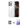 MARSİLYAN™- iPhone 16 Pro Max Kılıf Yörünge Form - Siyah Bilvis 5in1 5D Magic Hayalet Cam Ekran Koruyucu + Gold PVD Metal Kamera Lens