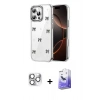 MARSİLYAN™- iPhone 16 Pro Max Kılıf Yörünge Form - Siyah Bilvis 5in1 5D Magic Hayalet Cam Ekran Koruyucu + Pers Alüminyum Kamera Lens - GS
