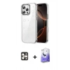 MARSİLYAN™- iPhone 16 Pro Max Kılıf Yörünge Form - Siyah Bilvis 5in1 5D Magic Hayalet Cam Ekran Koruyucu + Gold PVD Metal Kamera Lens