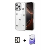 MARSİLYAN™- iPhone 16 Pro Max Kılıf Yörünge Form - Siyah Bilvis 5in1 5D Magic Hayalet Cam Ekran Koruyucu + Gold PVD Metal Kamera Lens
