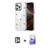 MARSİLYAN™- iPhone 16 Pro Max Kılıf Yörünge Form - Siyah Bilvis 5in1 5D Magic Hayalet Cam Ekran Koruyucu + Gold PVD Metal Kamera Lens