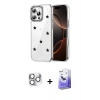 MARSİLYAN™- iPhone 16 Pro Max Kılıf Yörünge Form - Siyah Bilvis 5in1 5D Magic Hayalet Cam Ekran Koruyucu + Pers Alüminyum Kamera Lens - GS